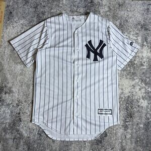 Majestic New York Yankees Giancarlo Stanton 27 Jersey Mens Small White Pinstripe